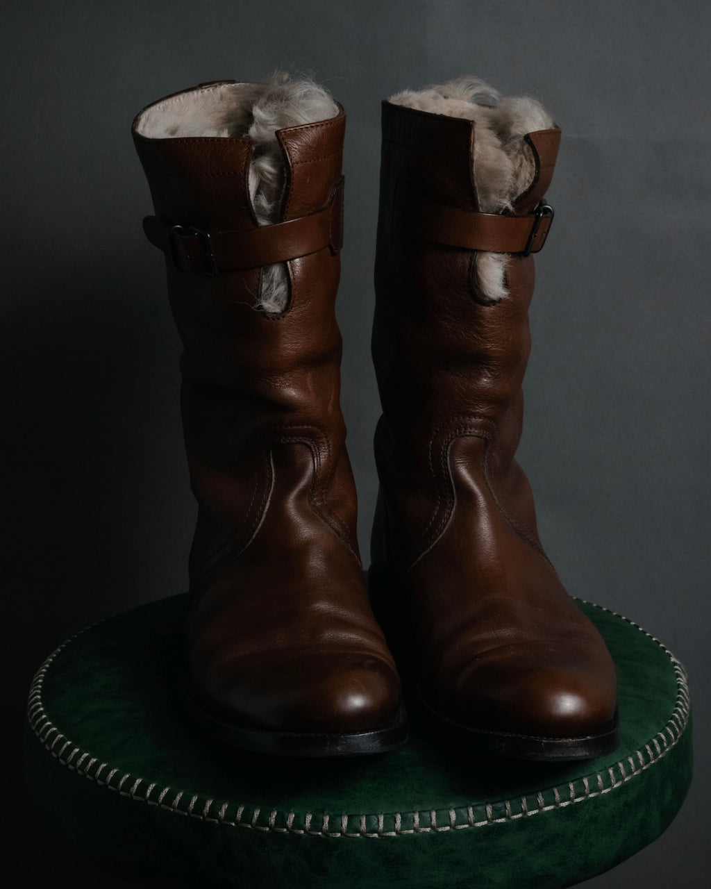 "GUCCI" 90’s-00’s shearling lined engineer boots