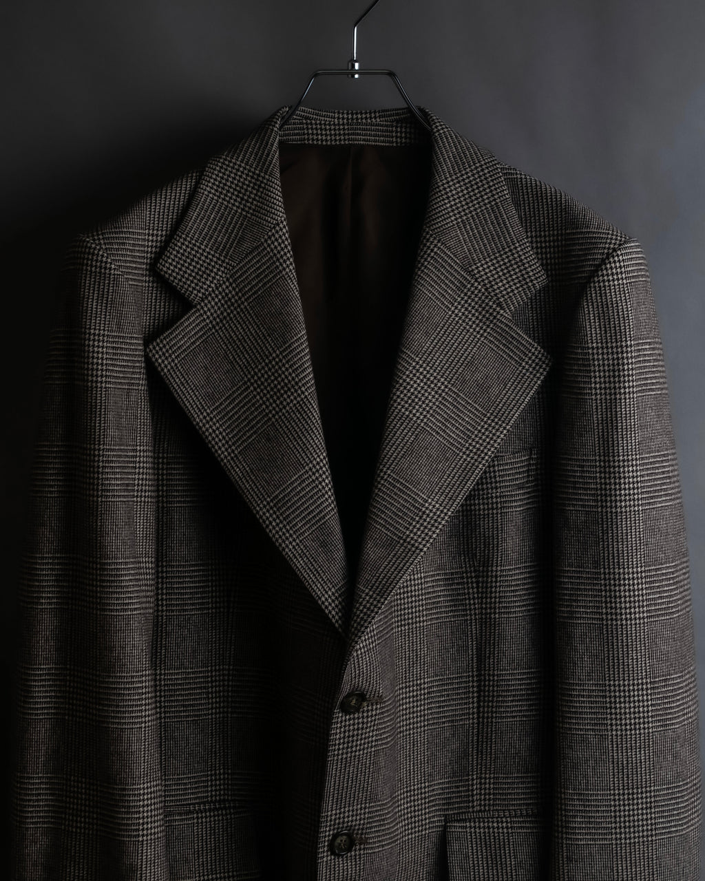 "YVES SAINT LAURENT" Glen plaid oversized wool tailored jacket