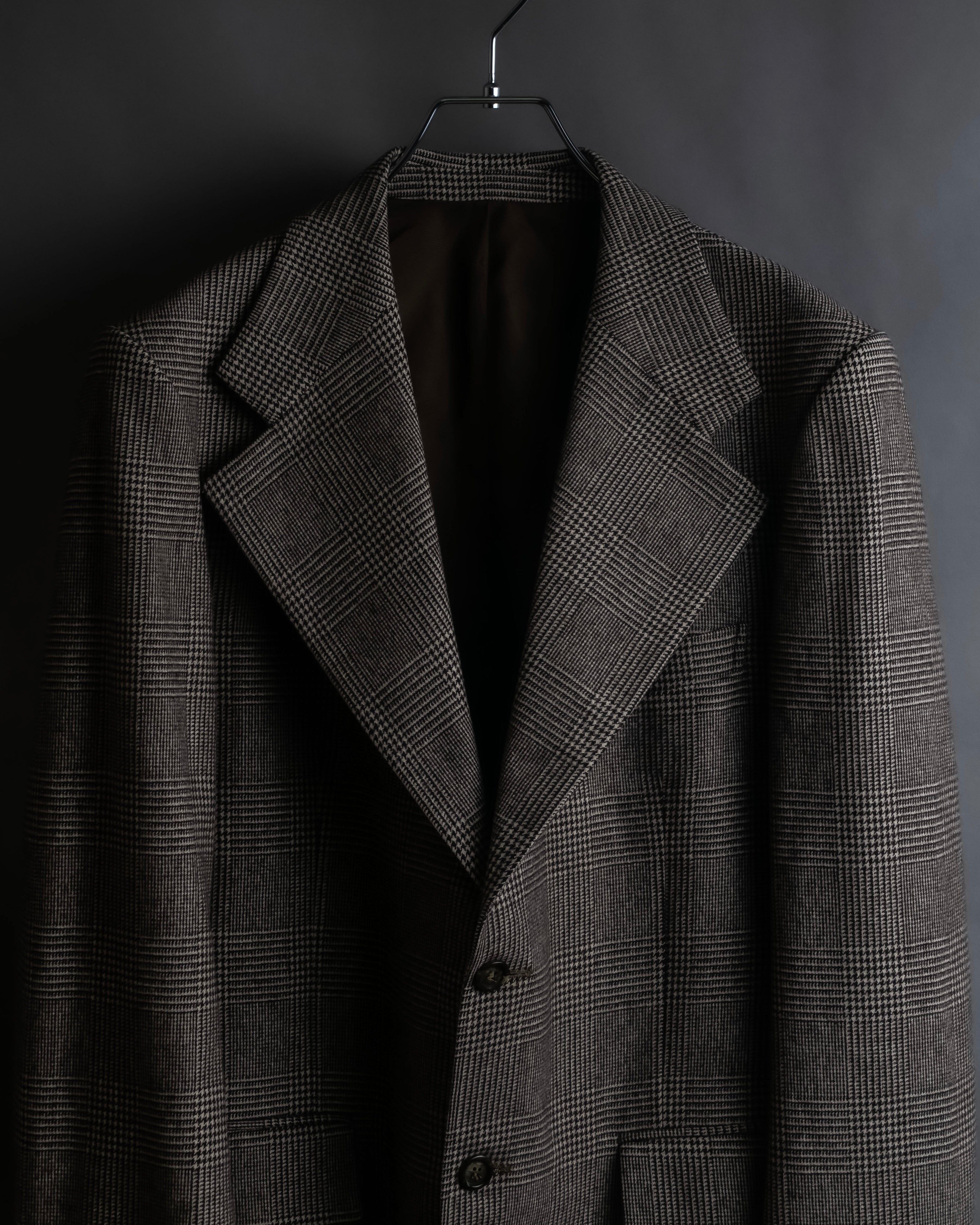 "YVES SAINT LAURENT" Glen plaid oversized wool tailored jacket