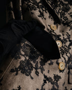 “CELINE” 00’s Lace overlay silk blend tailored jacket