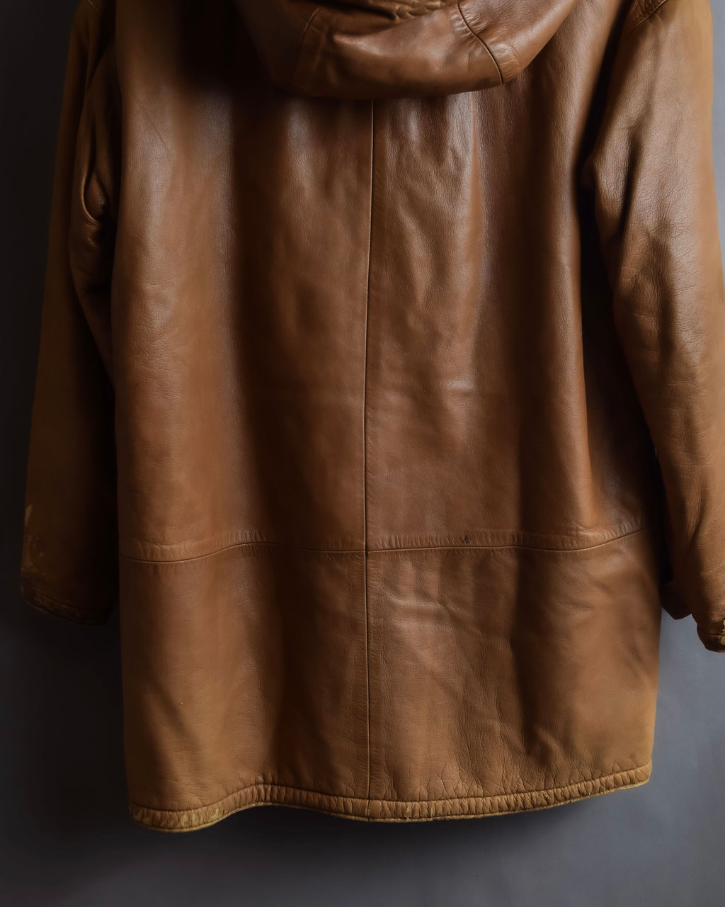 "LOEWE" 80-90's Vintage texture leather zip hoodie