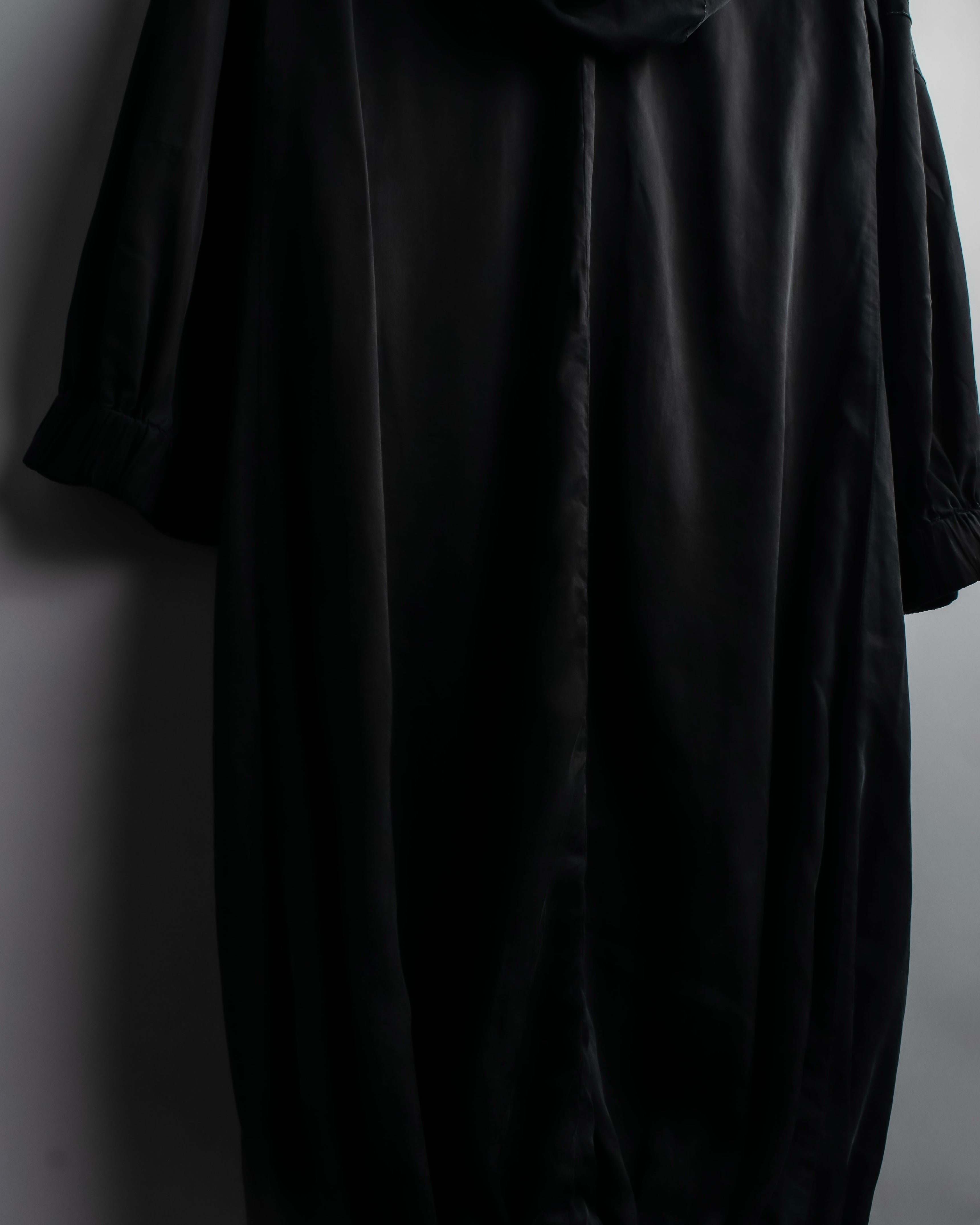 "CELINE" Gathered design hooded double zipper dress