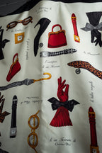 "Christian Dior" Parisian accessory motif silk scarf