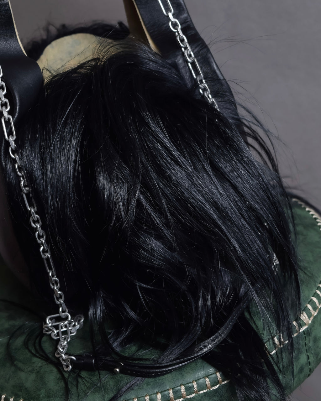 "MAISON MARGIELA" Wig fur design chain shoulder leather bag