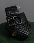 "BOTTEGA VENETA" Intrecciato style wide leather belt
