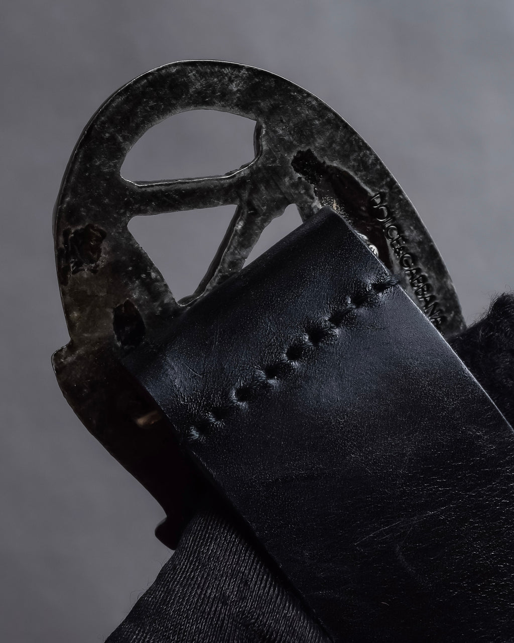 "Dolce & Gabbana" Libra motif silver buckle leather belt