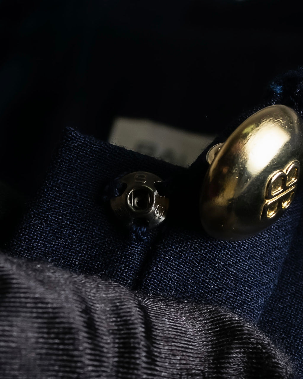 "BALENCIAGA" Gold button design navy color dress