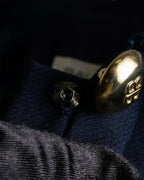 "BALENCIAGA" Gold button design navy color dress