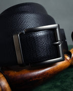 "PRADA" Black x blue reversible design belt