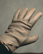 -SPECIAL- "Hermès" 20's Luxurious chain detailed lambskin leather gloves