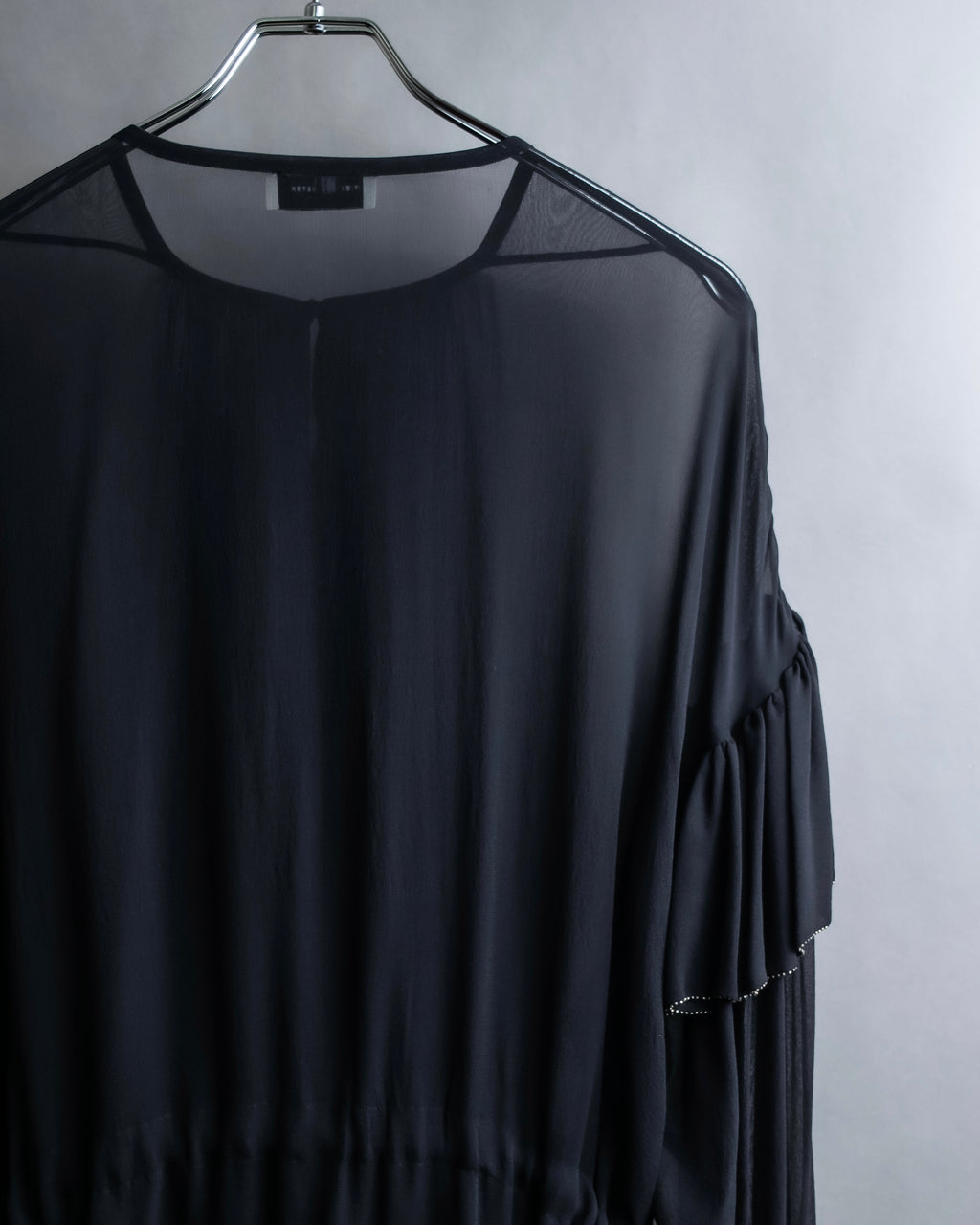 "DRIES VAN NOTTEN" Gather tiered design sheer black dress