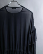 "DRIES VAN NOTTEN" Gather tiered design sheer black dress