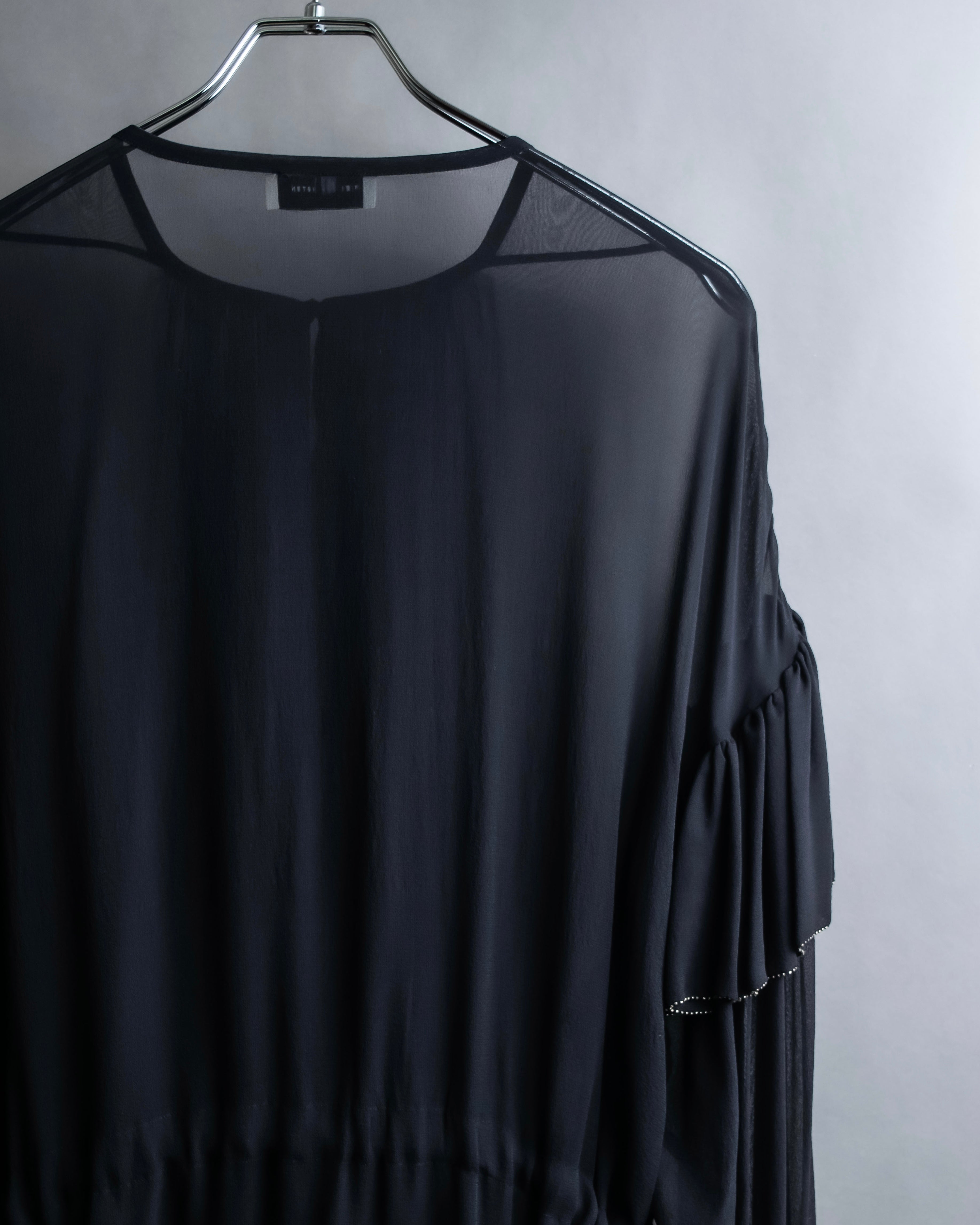 "DRIES VAN NOTTEN" Gather tiered design sheer black dress