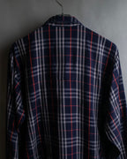 "BURBERRYS" Navy check pattern relaxing pajama shirt