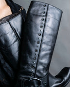 "BOTTEGA VENETA" Belt design square toe knee high long boots