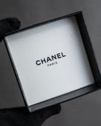 "CHANEL" 00AW Karl Lagerfeld period clear stone design logo engraved ring