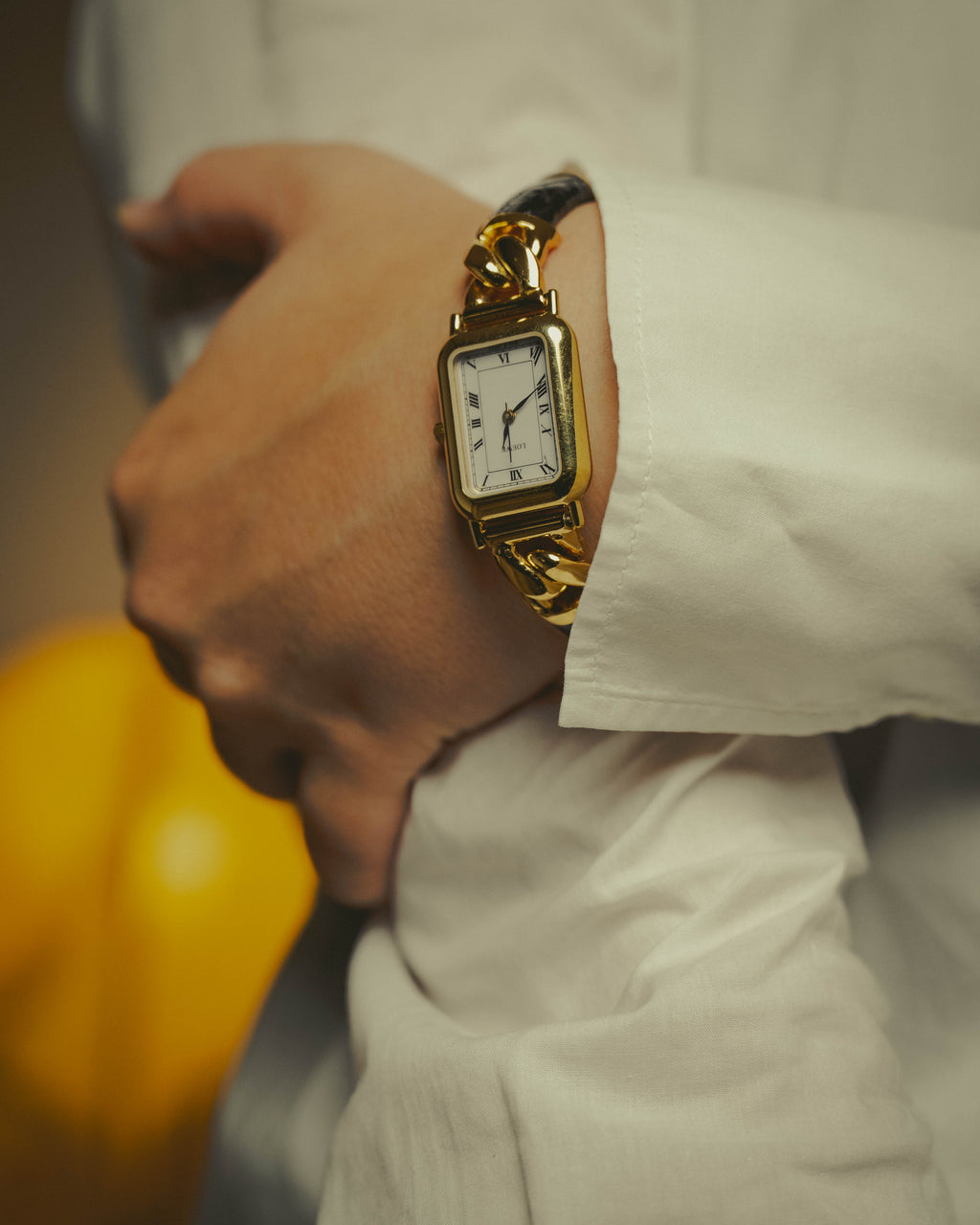 -SPECIAL- “LOEWE” 80’s-90’s rectangular anagram bangle bracelet watch