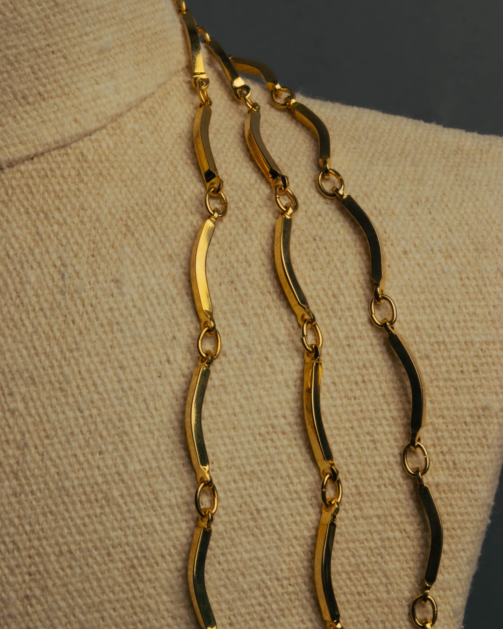 "Yves Saint Laurent" 80's-90's Gold tone multi chain necklace