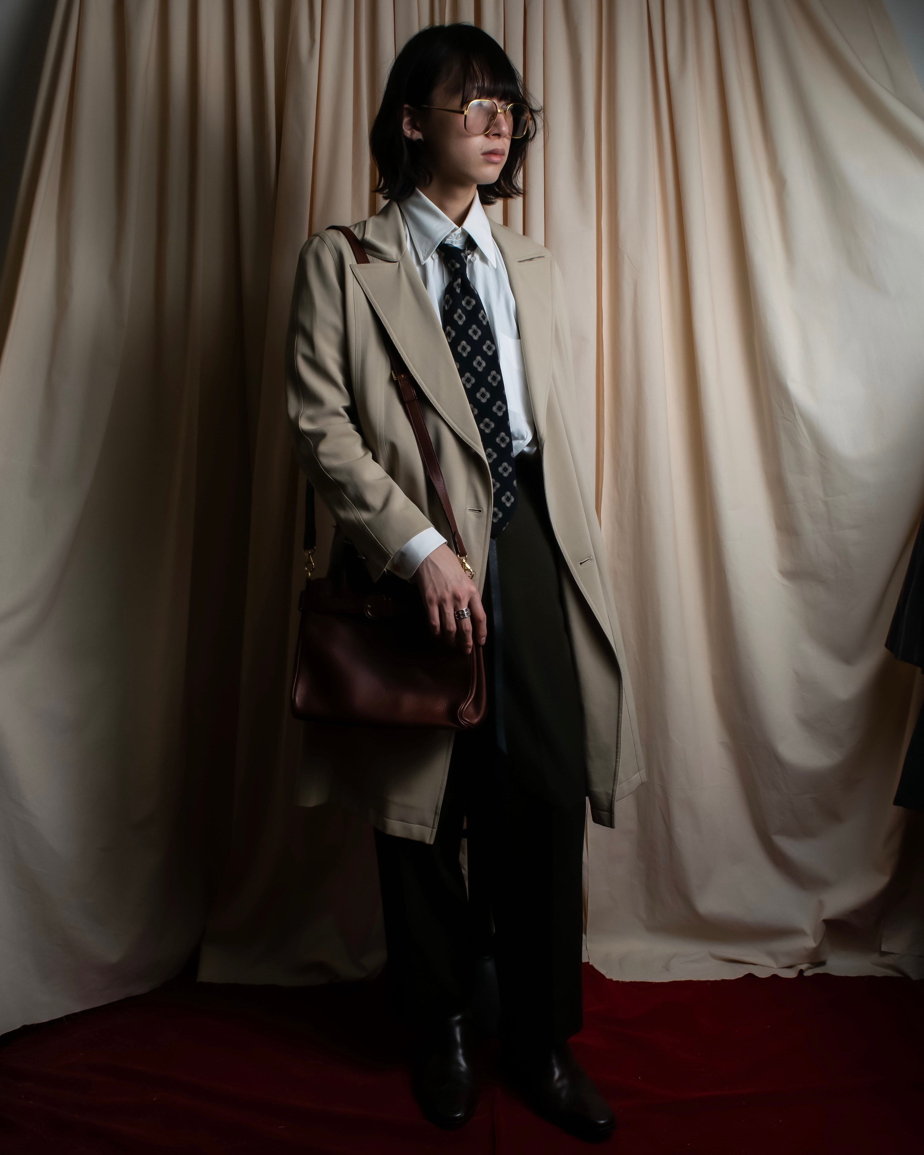 "GIORGIO ARMANI" Paisley pattern silk monotone necktie