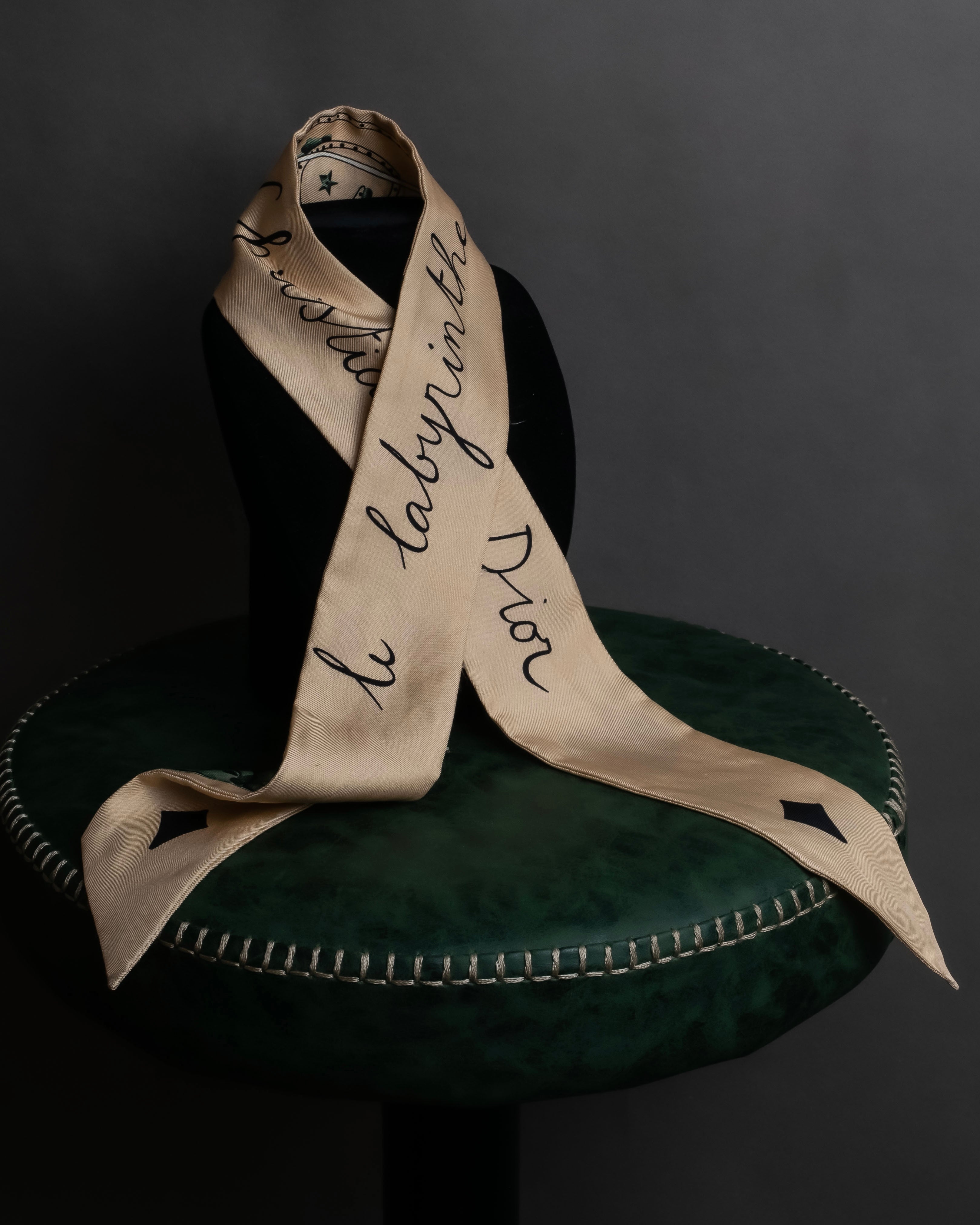 "Christian Dior" Iconic motif silk twilly scarf