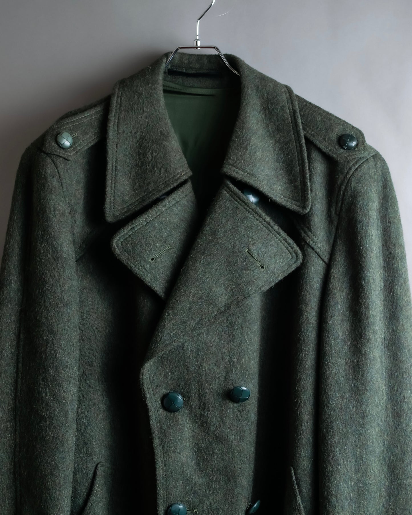 Vintage deep green colour military long coat