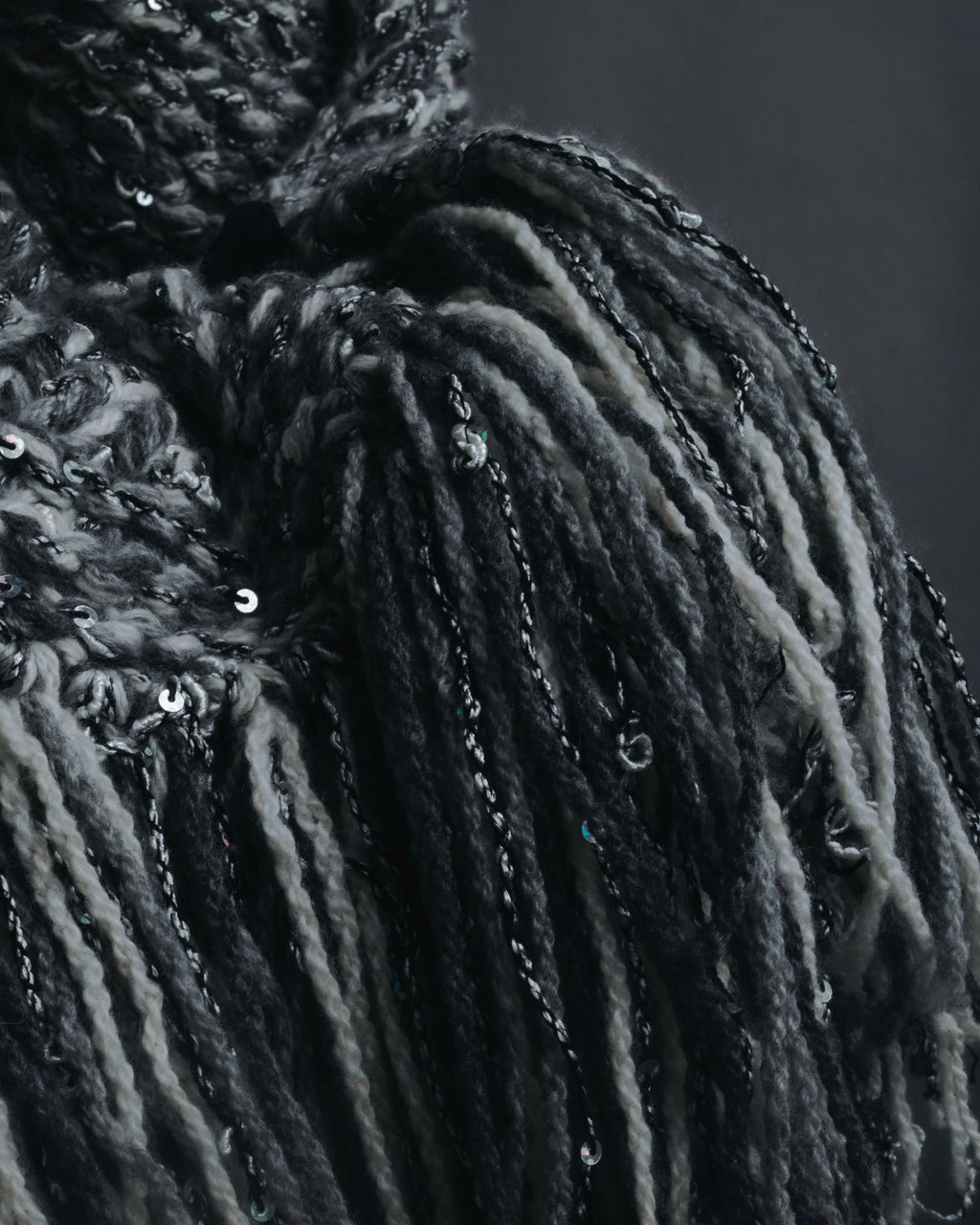 "CHANEL" 2005AW fantasy yarn embellished fringe scarf