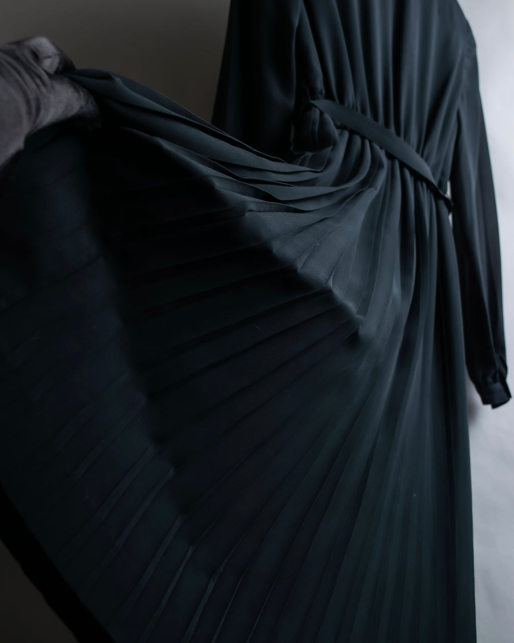 "SOANA" Bowtie belted design long black dress