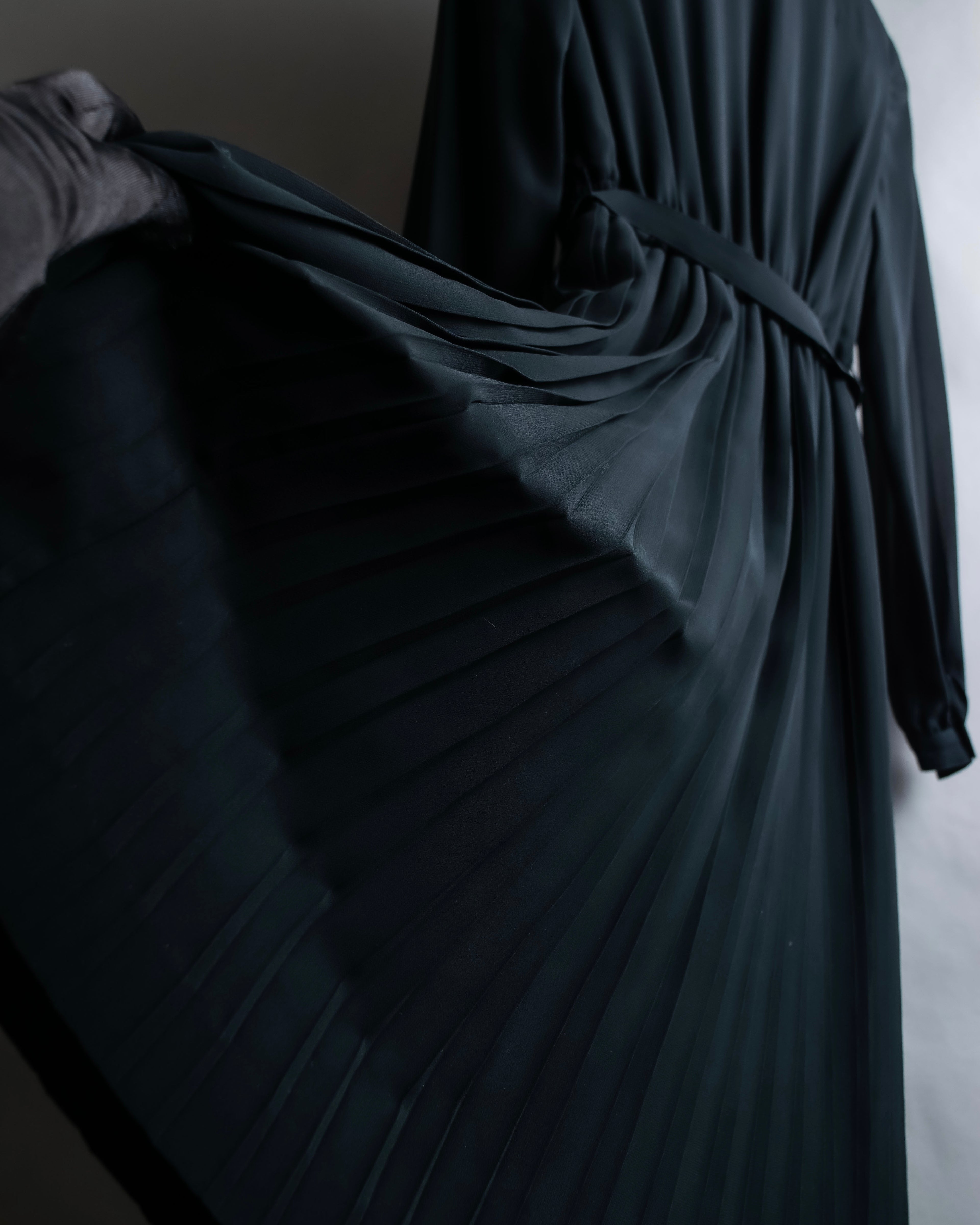 "SOANA" Bowtie belted design long black dress