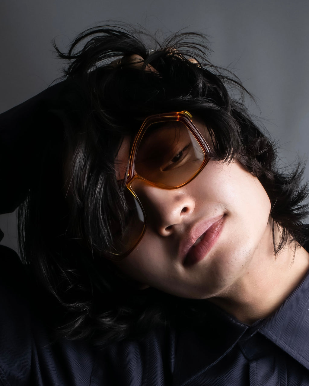 "Christian Dior" 80s optyl material pentagonal frame sunglasses