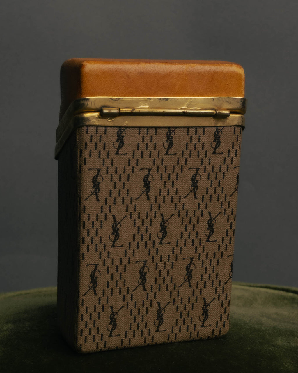 "Yves Saint Laurent" 70's-80's Vintage monogram canvas leather cigarette case