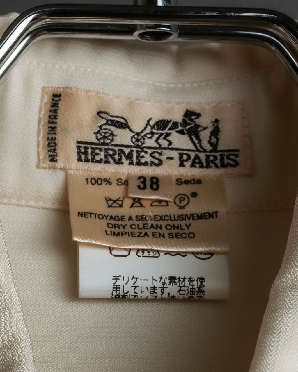 "HERMES" 90's Musical score motif front pleated shirt