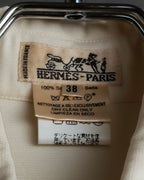 "HERMES" 90's Musical score motif front pleated shirt