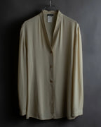 "GIORGIO ARMANI" Ivory color no collar silk shirt