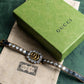 "GUCCI" Double G motif rhinestone leather bracelet