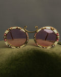 "Christian Dior" 70's-80's Vintage ornate jewel-embellished round sunglasses