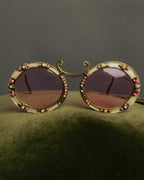 "Christian Dior" 70's-80's Vintage ornate jewel-embellished round sunglasses