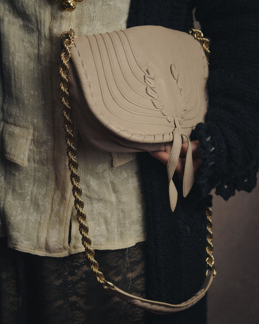 -SPECIAL- “NINA RICCI” 2012’s Ondine draped leather chain pochette bag