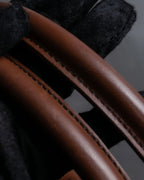 "Salvatore Ferragamo" Gathered stitch work design leather hand bag