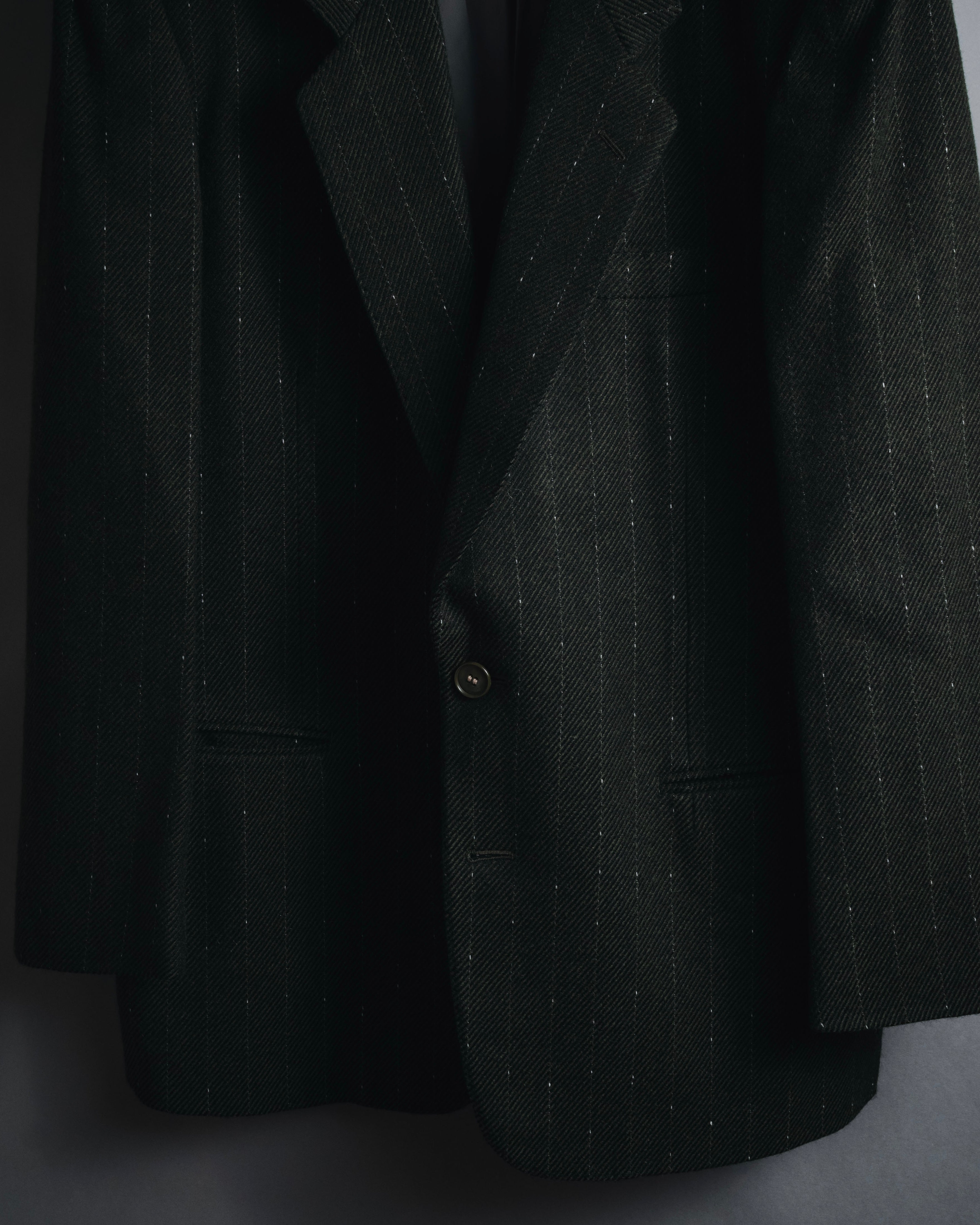 "Yves Saint Laurent diffusion hommes" 80’s-90’s structured glitter pinstripe wool suit set-up