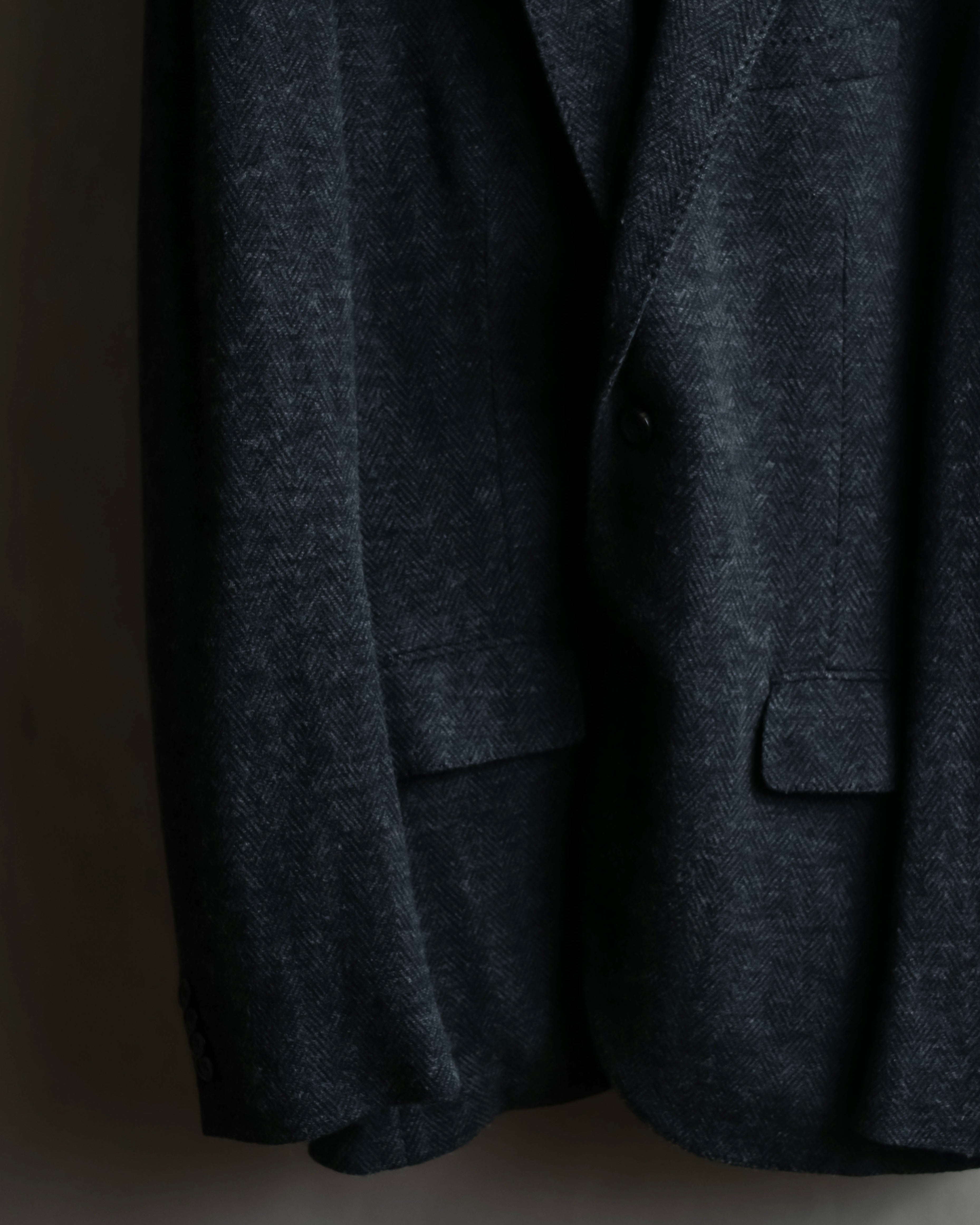 "POLO Ralph Lauren" Herringbone weave charcoal gray tailored jacket