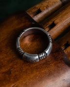 "JEAN PAUL GAULTIER" Logo engraved twisted design silver ring