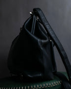 "JEAN PAUL GAULTIER" Logo engraved clasp frame 2way leather bag