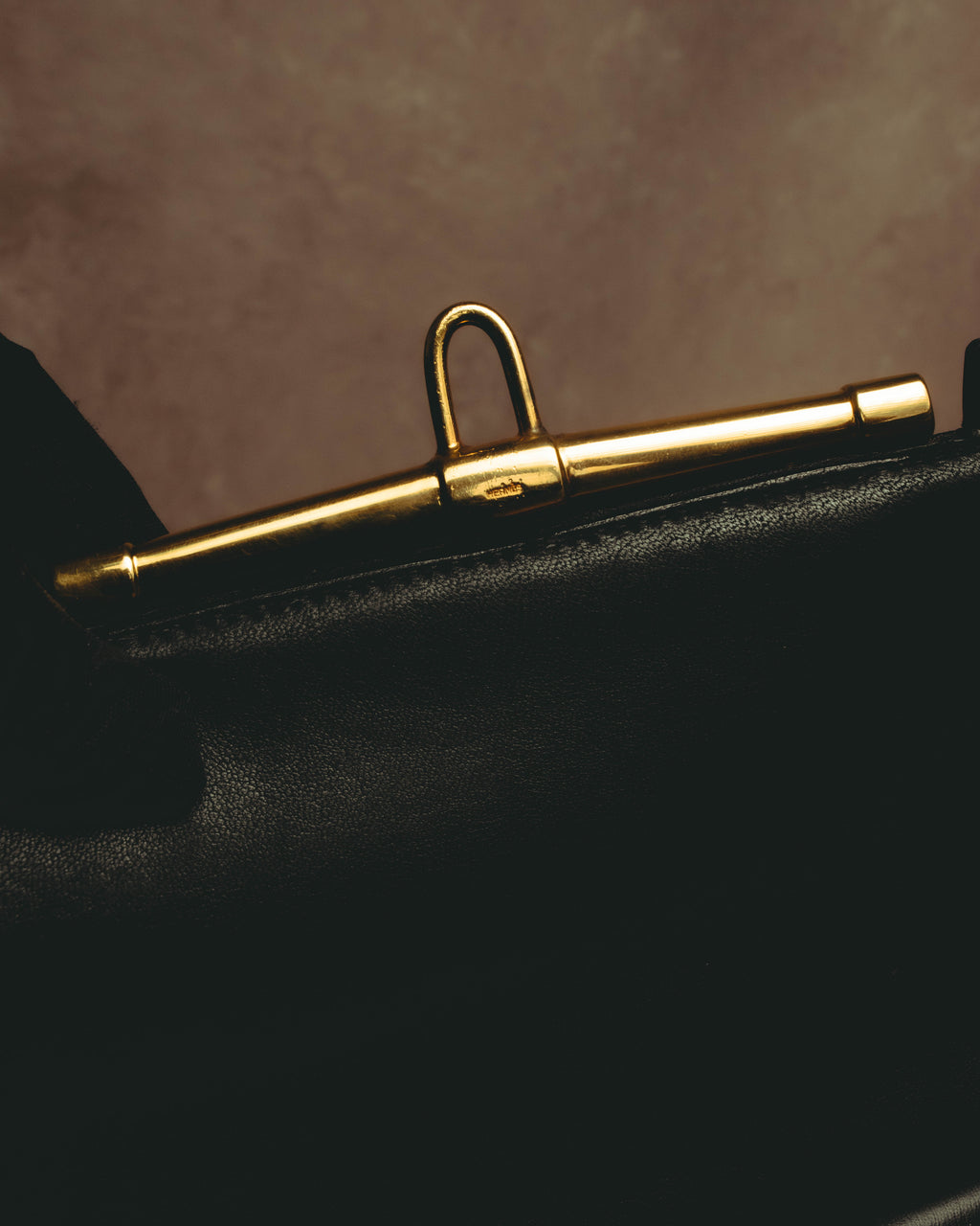 -SPECIAL- “HERMÈS” 60’s-70’s Palonnier black leather structured shoulder bag