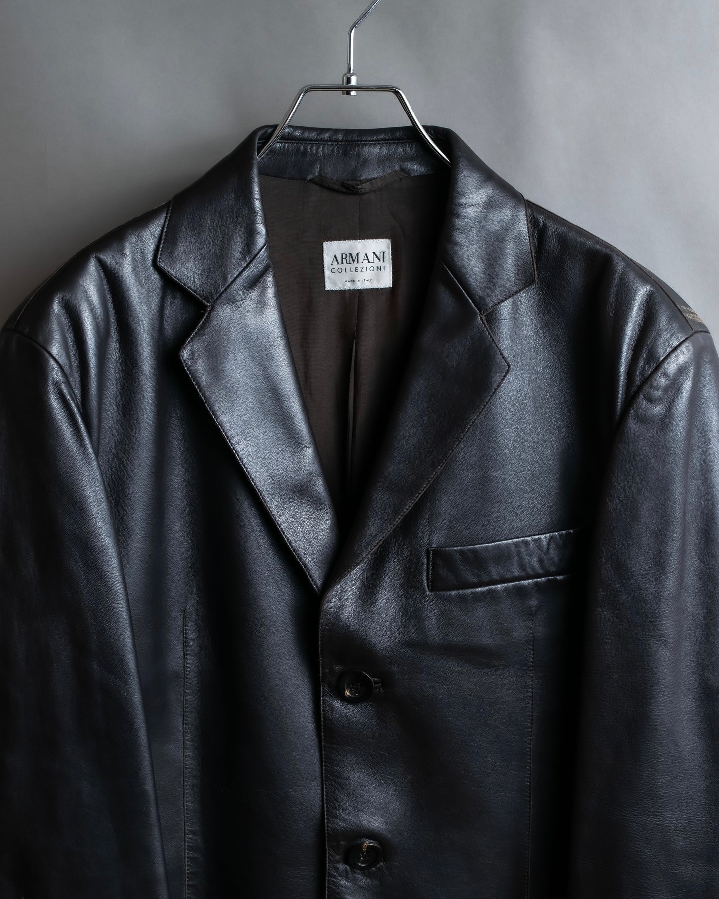 "ARMANI COLLEZIONI" 100% lamb leather oversized tailored jacket