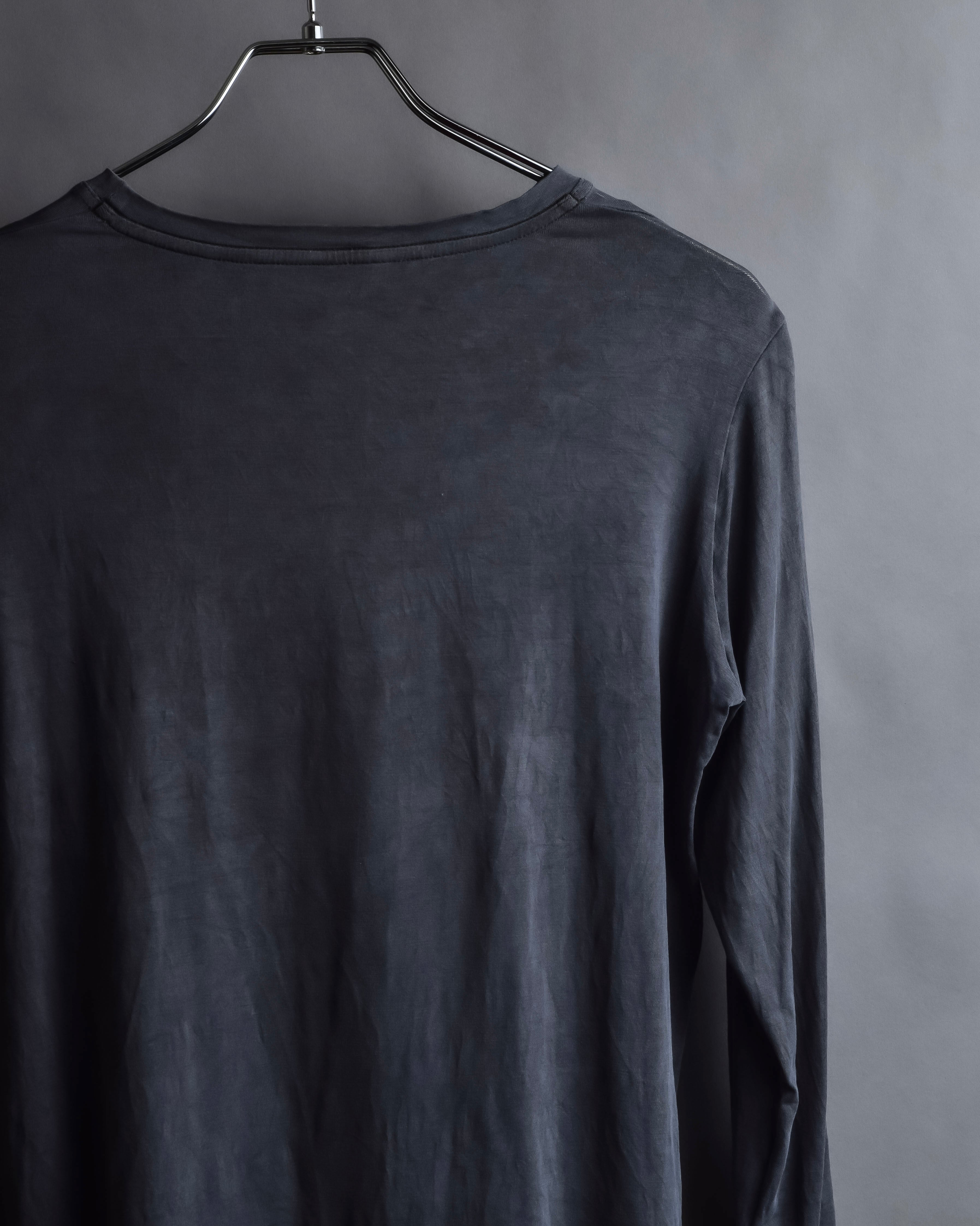 "HERMES" Margiela period Blue-grayish tone draped silk pullover