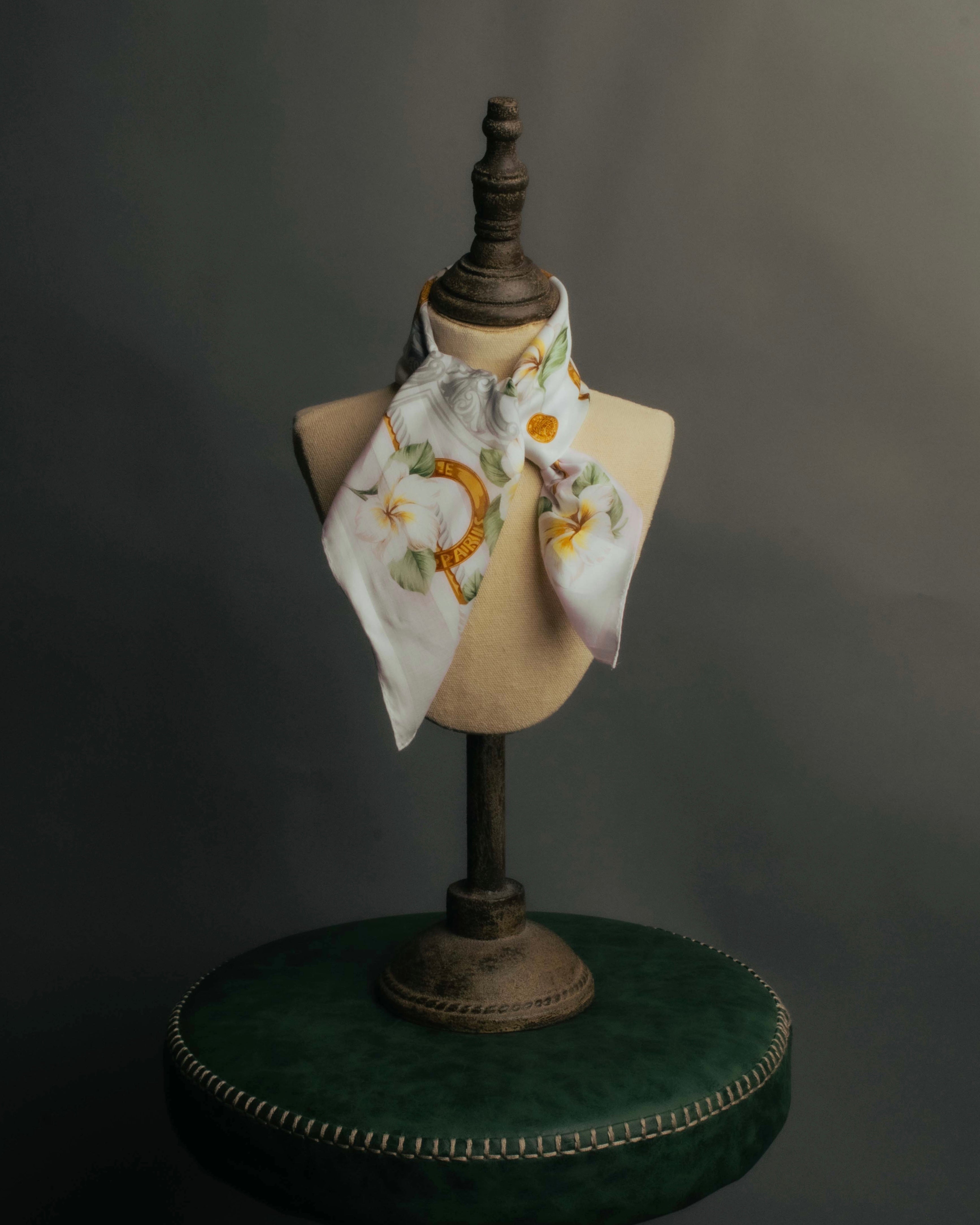 "CELINE" 90's Floral logo cotton square scarf