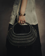 -SPECIAL- “Salvatore Ferragamo” 90’s-00’s Woven leather half moon handle bag