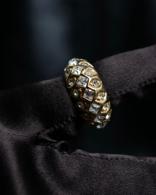 “Dior” mesh designed gold ring with crystal