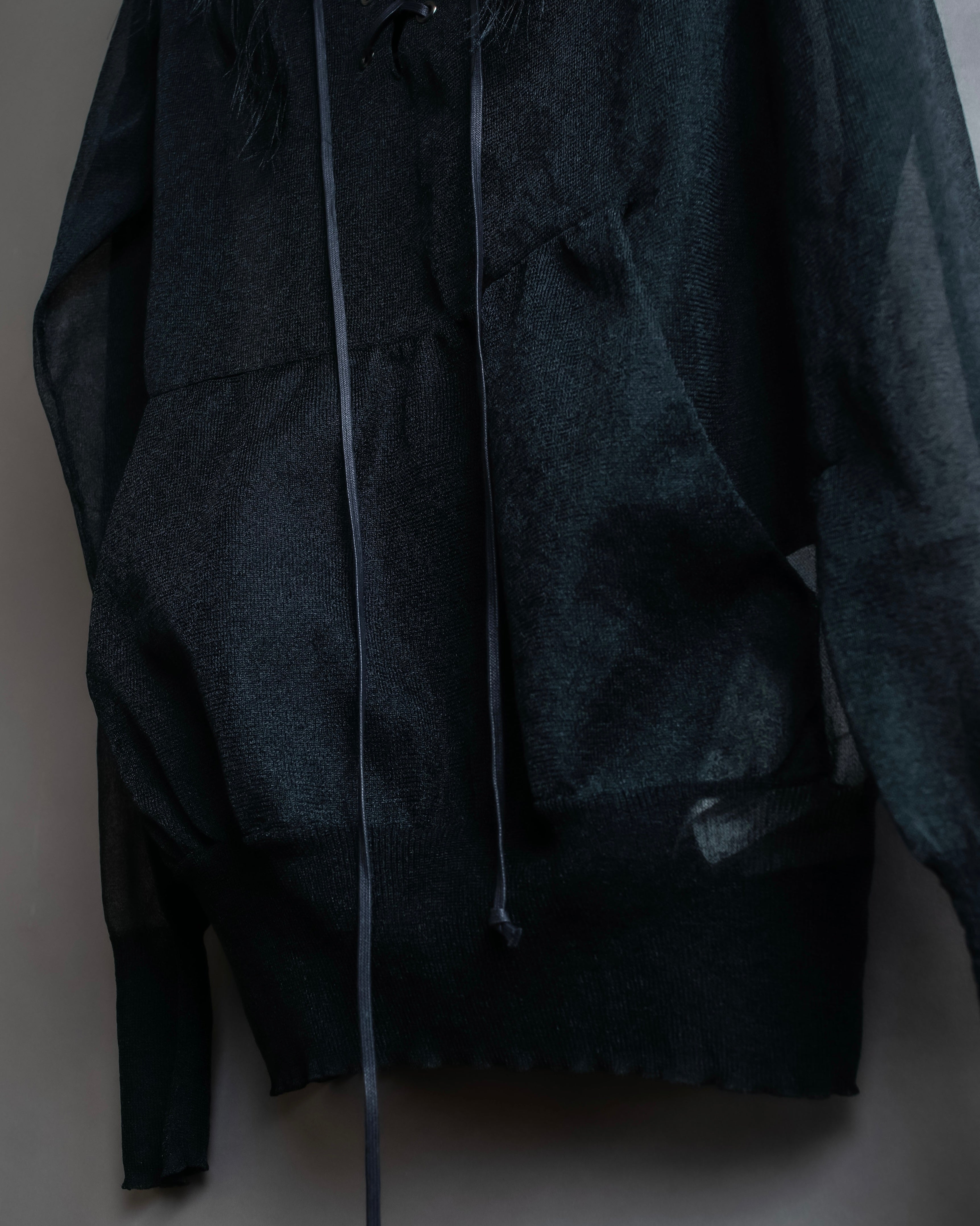 "sacai" Wig design sheer hooded pullover