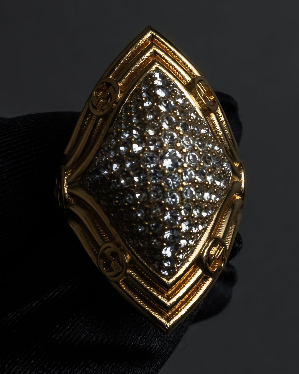 "GUCCI" Interlocking G rhinestone design dome-shaped ring